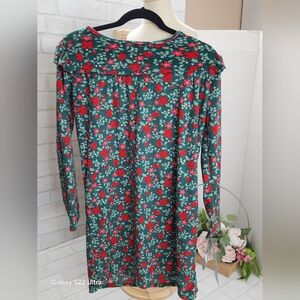 Cat & Jack Red and Green Floral   Pijama dress